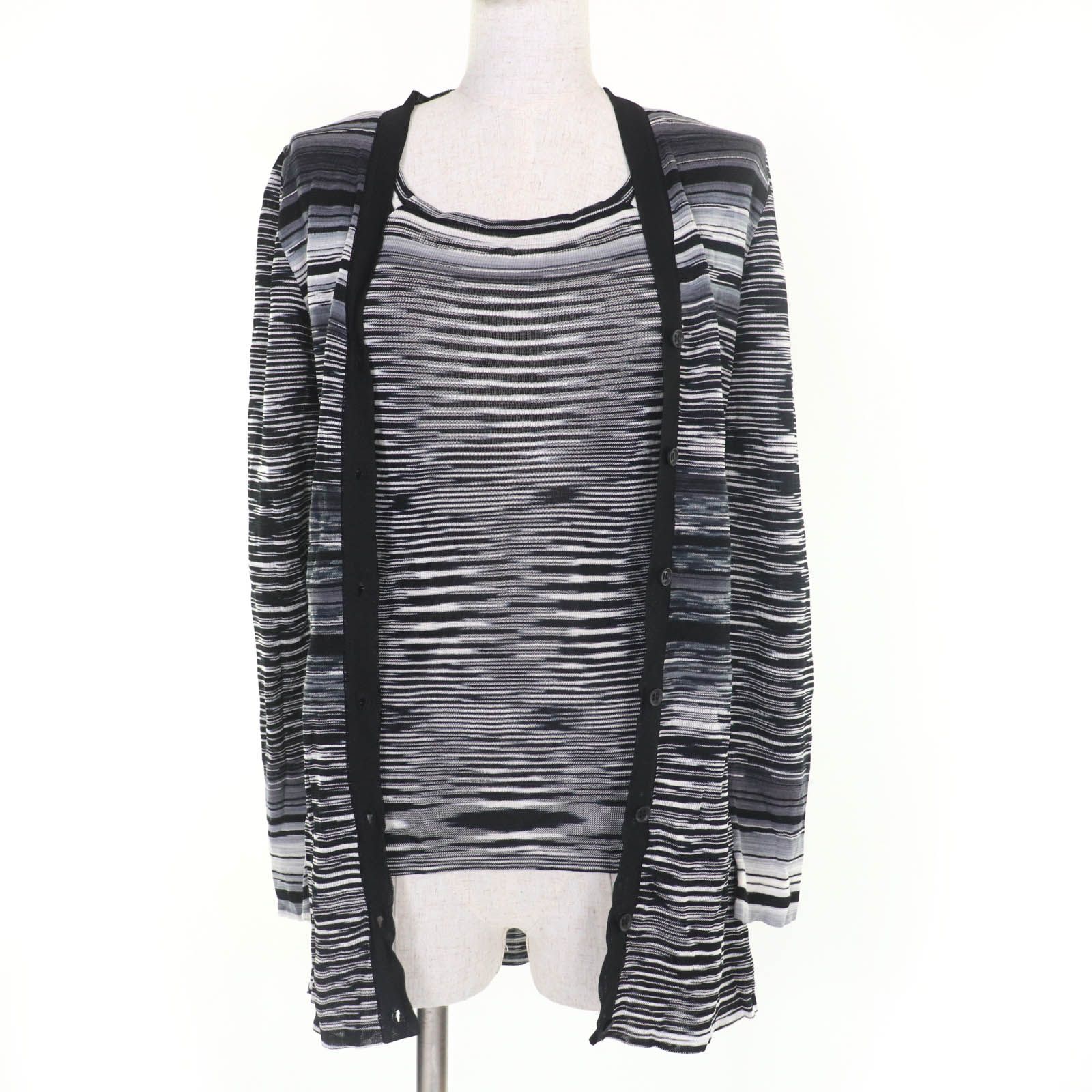【美品】ミッソーニ（MISSONI）ノースリーブ/46 極美品☆Missoni ミッソーニ 長袖ニット カーディガン ノースリーブ
