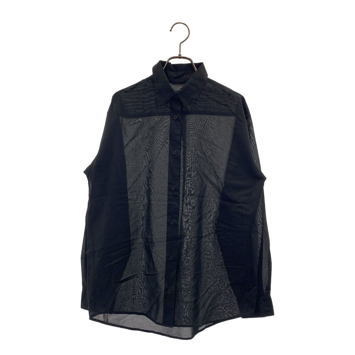 【美品】  BIOTOP / ビオトープ | 【yo BIOTOP】Basic sheer shirt シアー シャツ | F | ブラック | レディース 美品】 BIOTOP / ビオトープ | 【yo BIOTOP】Basic sheer shirt シアー