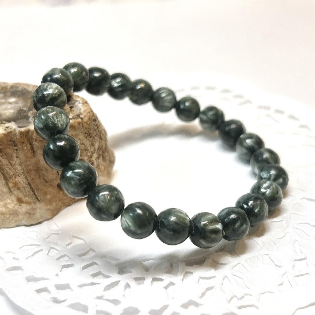 E17852 天使の羽 セラフィナイト 8㎜ クリノクロア ブレスレット 天使セラフィム