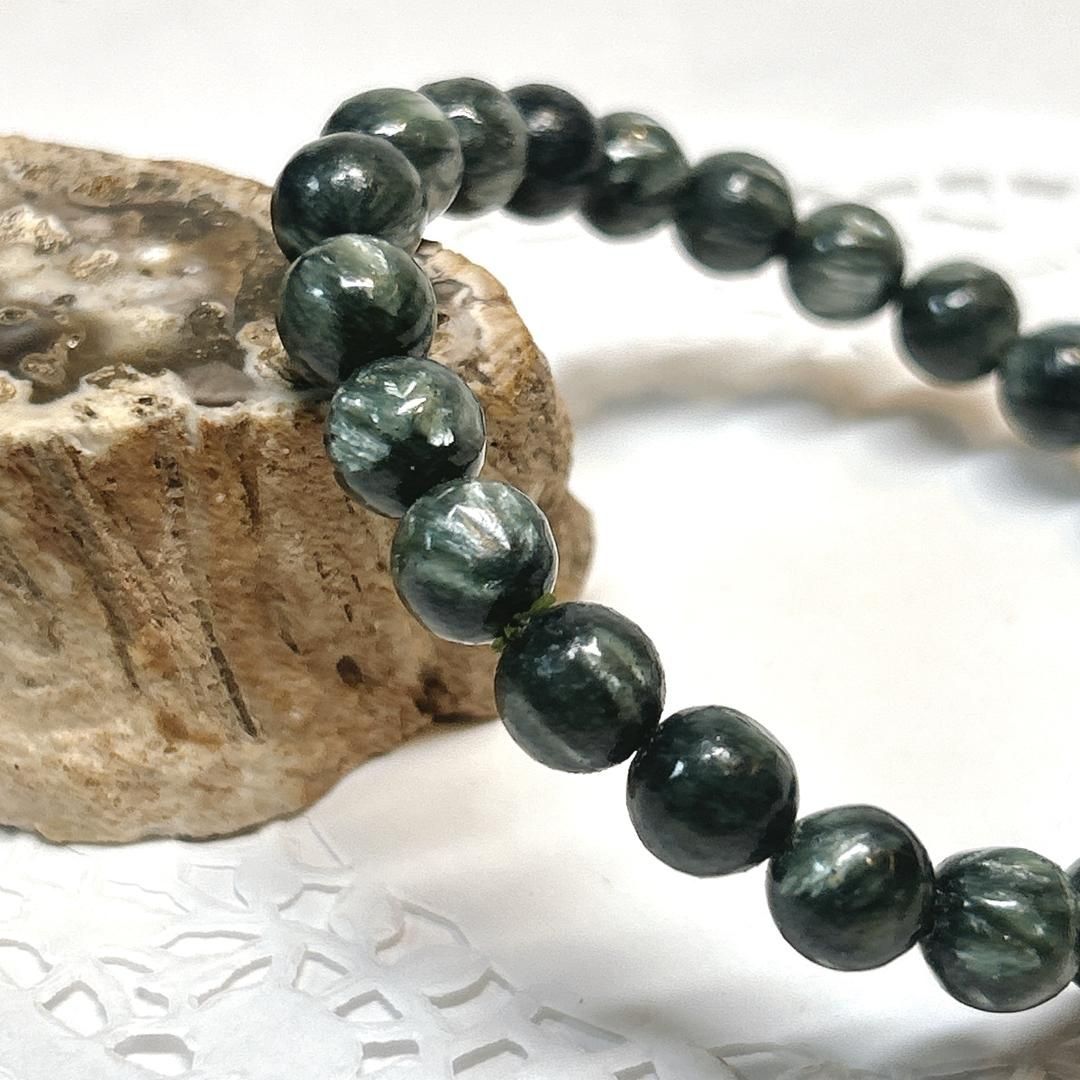  E17852 天使の羽 セラフィナイト 8㎜ クリノクロア ブレスレット 天使セラフィム ディスプレイ棚 置物 インテリア小物