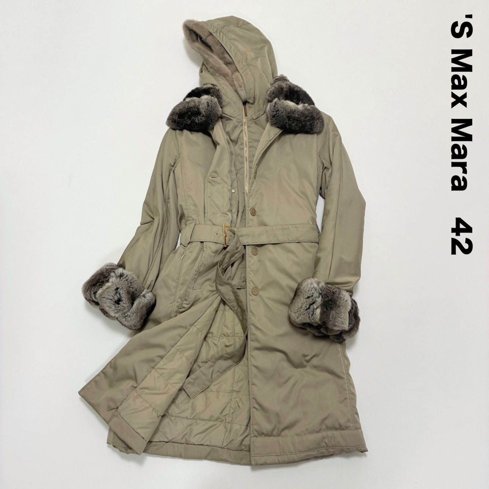 S Max Mara エスマックスマーラ☆ダウンロングコート 42 ベージュ