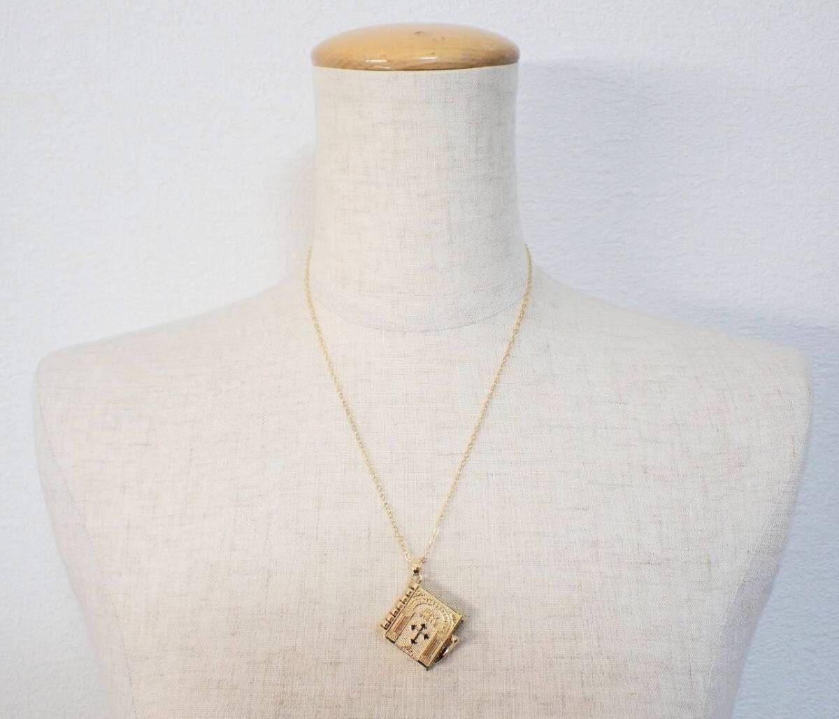 聖書 小 ホーリーバイブル キリスト 本 めくれる ゴールド ネックレス