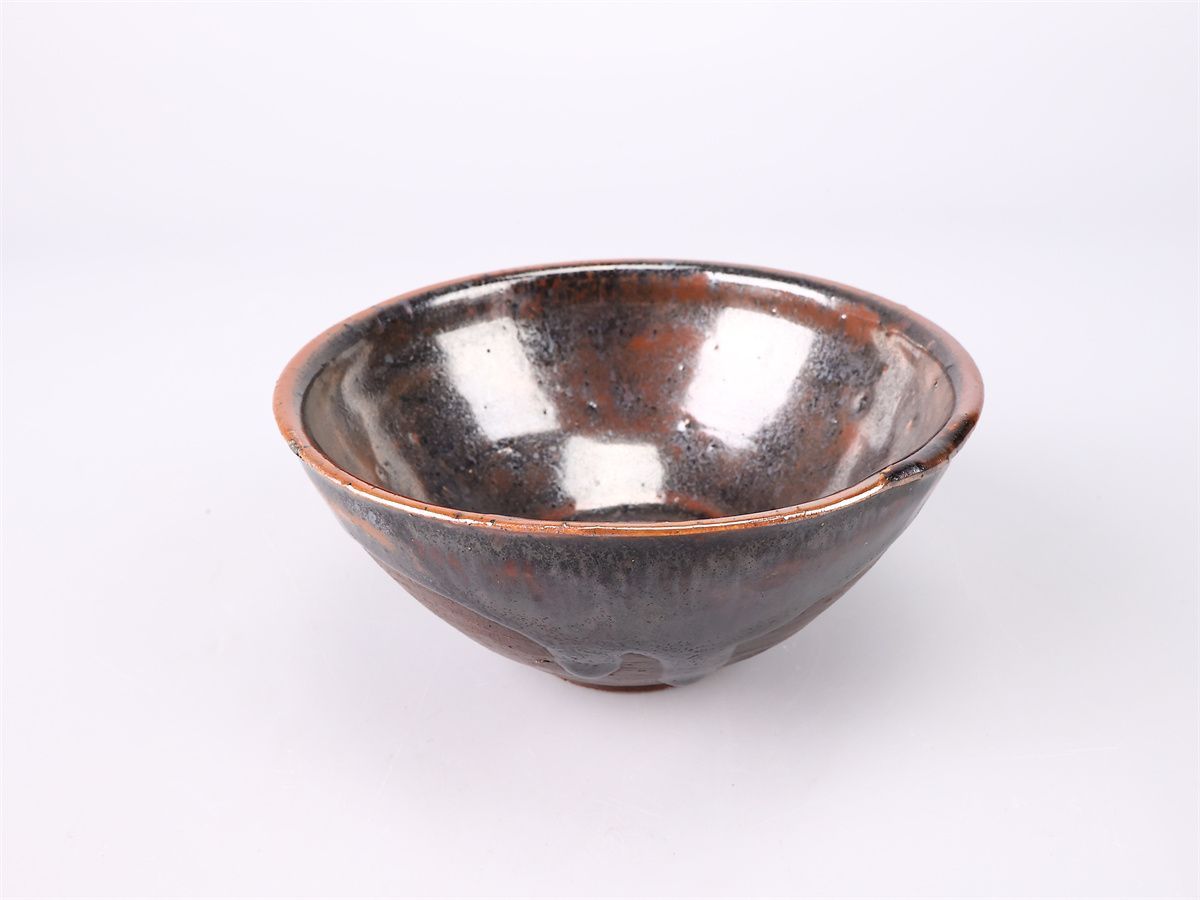 江戸時代 尾張家伝来 【祖母懐】 瀬戸天目茶碗／箱付 時代の小傷あり