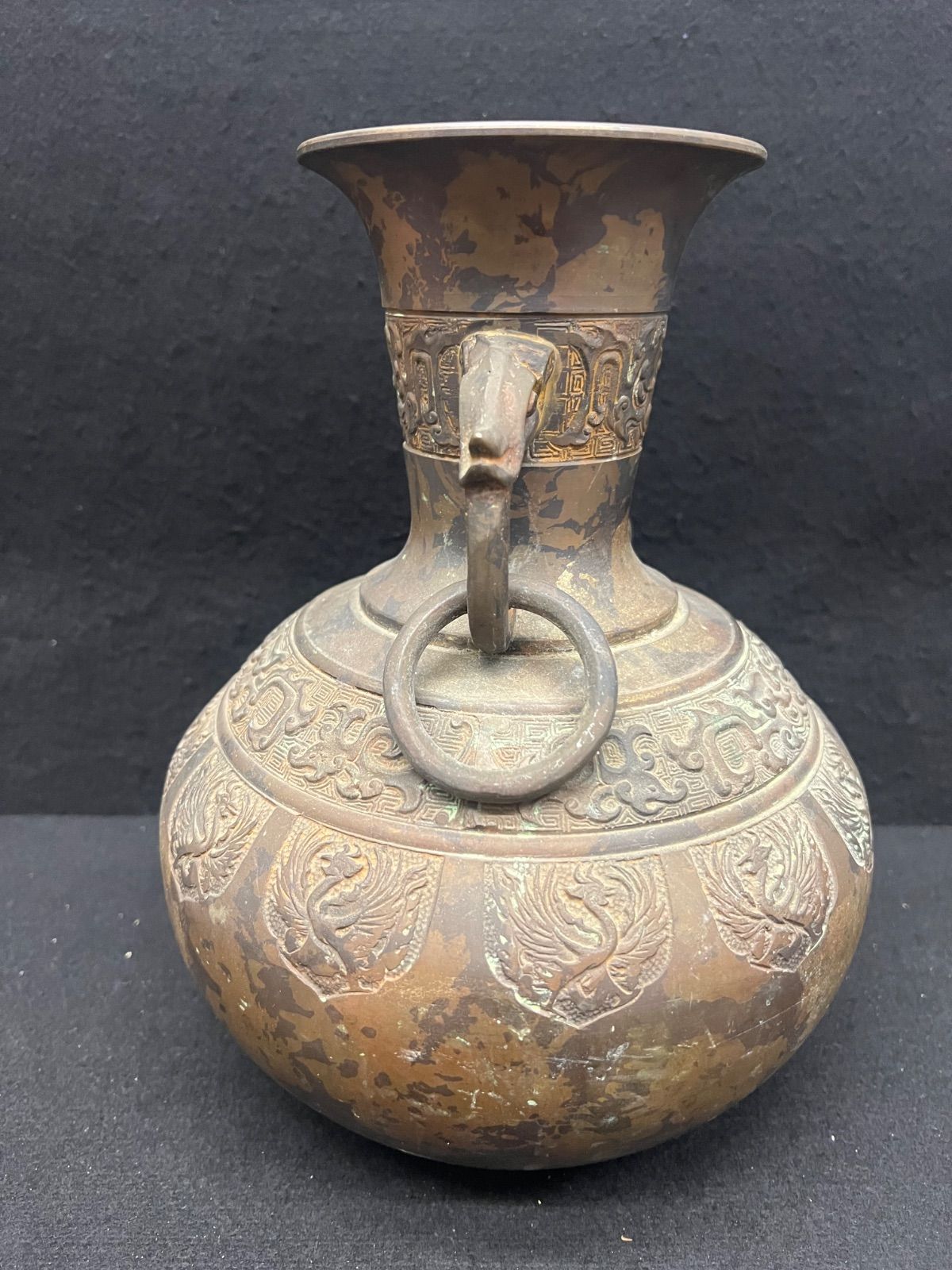 鋳銅花瓶　　吉秀 鋳銅 / 花瓶 】吉秀 工芸品 骨董品 銅製 青銅 - メルカリ