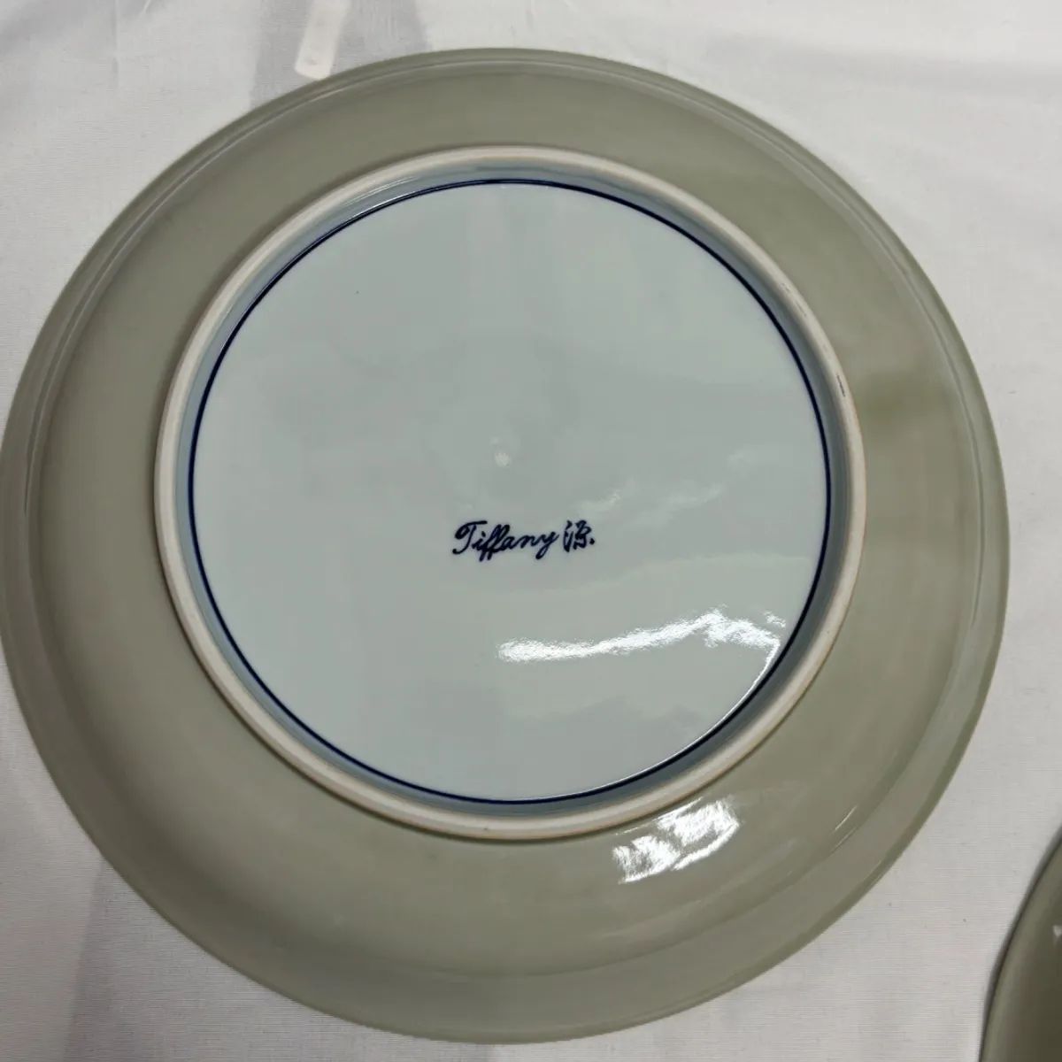 【未使用品】②源右衛門窯 青磁 木の葉文 ティファニー 19㎝ 深皿 2枚組 ☆希少☆ 源右衛門窯 ティファニー源 大皿 2枚 青磁木の葉文