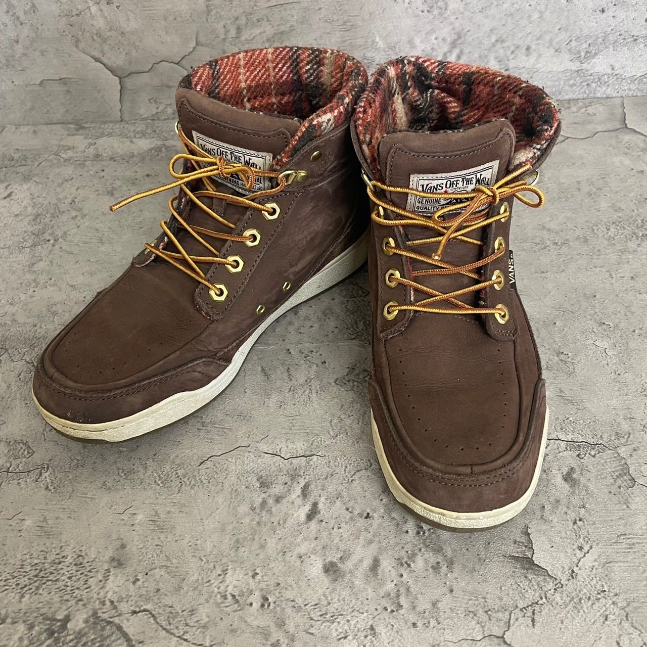 美品 VANS バンズ レザーブーツ ハイカットスニーカー 26cm - メルカリ