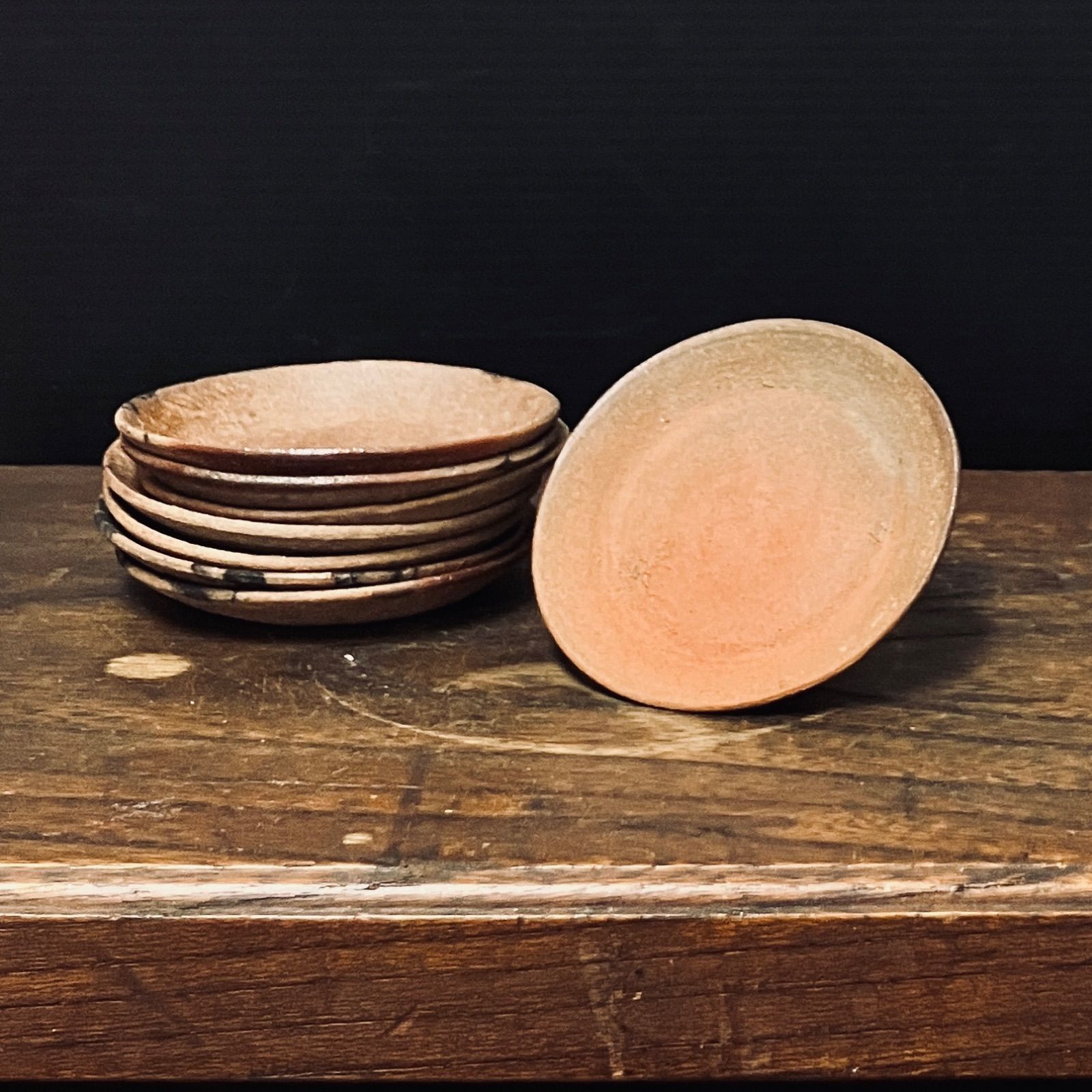 備前焼 豆皿 8枚セット 約6.5cm 焼締 小皿 平皿 窯変 無釉 |雑貨屋えこ