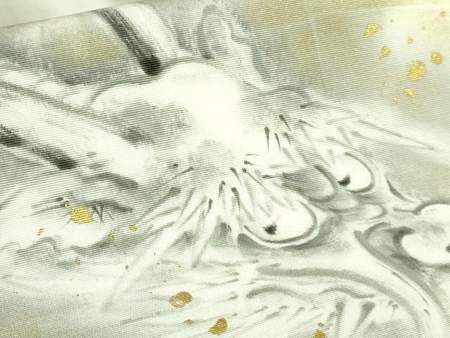 平和屋着物●極上　塩瀬　九寸開き名古屋帯　手描き　龍　金彩　逸品　DZAB3973kh6 平和屋着物○極上 塩瀬 九寸開き名古屋帯 手描き 龍 金彩 逸品