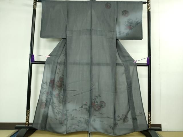 平和屋着物○極上 訪問着 無双 紗袷 紗×絽 雪輪枝花文 暈し染め 逸品