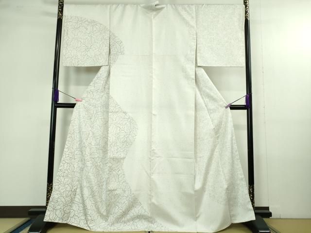 平和屋着物●極上　本場縞大島紬　白大島　訪問着　南天草葉文　金彩　逸品　未使用　DZAB4353kh6 平和屋着物○極上 本場縞大島紬 白大島 訪問着 南天草葉文 金彩 逸品