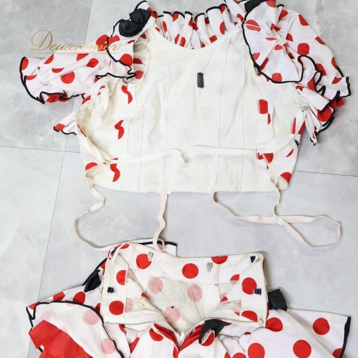 フラメンコ 衣装 ツーピース セットアップ ジュニア 子供 キッズ 水玉