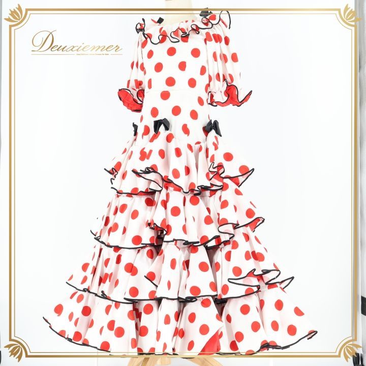 フラメンコ 衣装 ツーピース セットアップ ジュニア 子供 キッズ 水玉