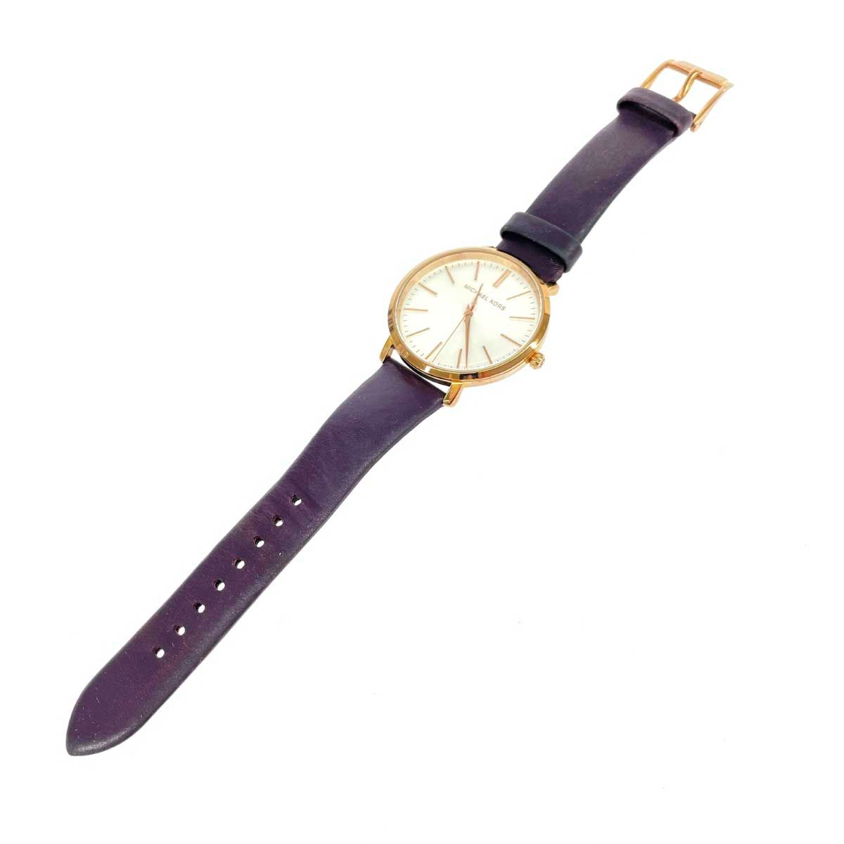MICHAEL KORS マイケルコース クォーツ腕時計  レザーベルト MK-2605   ゴールドカラー レディース / 240001187910 MICHAEL KORS マイケルコース クォーツ腕時計 レザーベルト MK-2605
