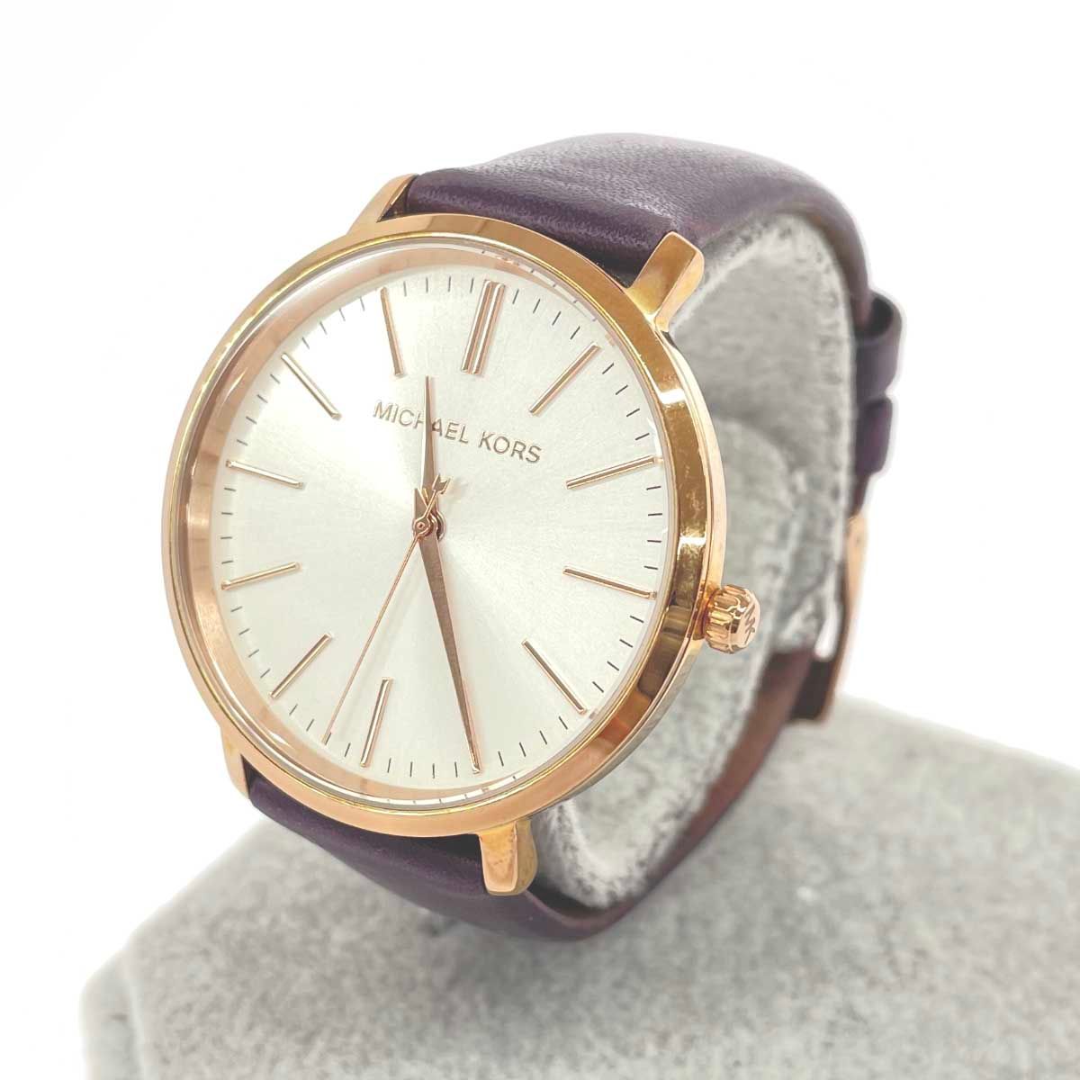 MICHAEL KORS マイケルコース クォーツ腕時計  レザーベルト MK-2605   ゴールドカラー レディース / 240001187910 MICHAEL KORS マイケルコース クォーツ腕時計 レザーベルト MK-2605