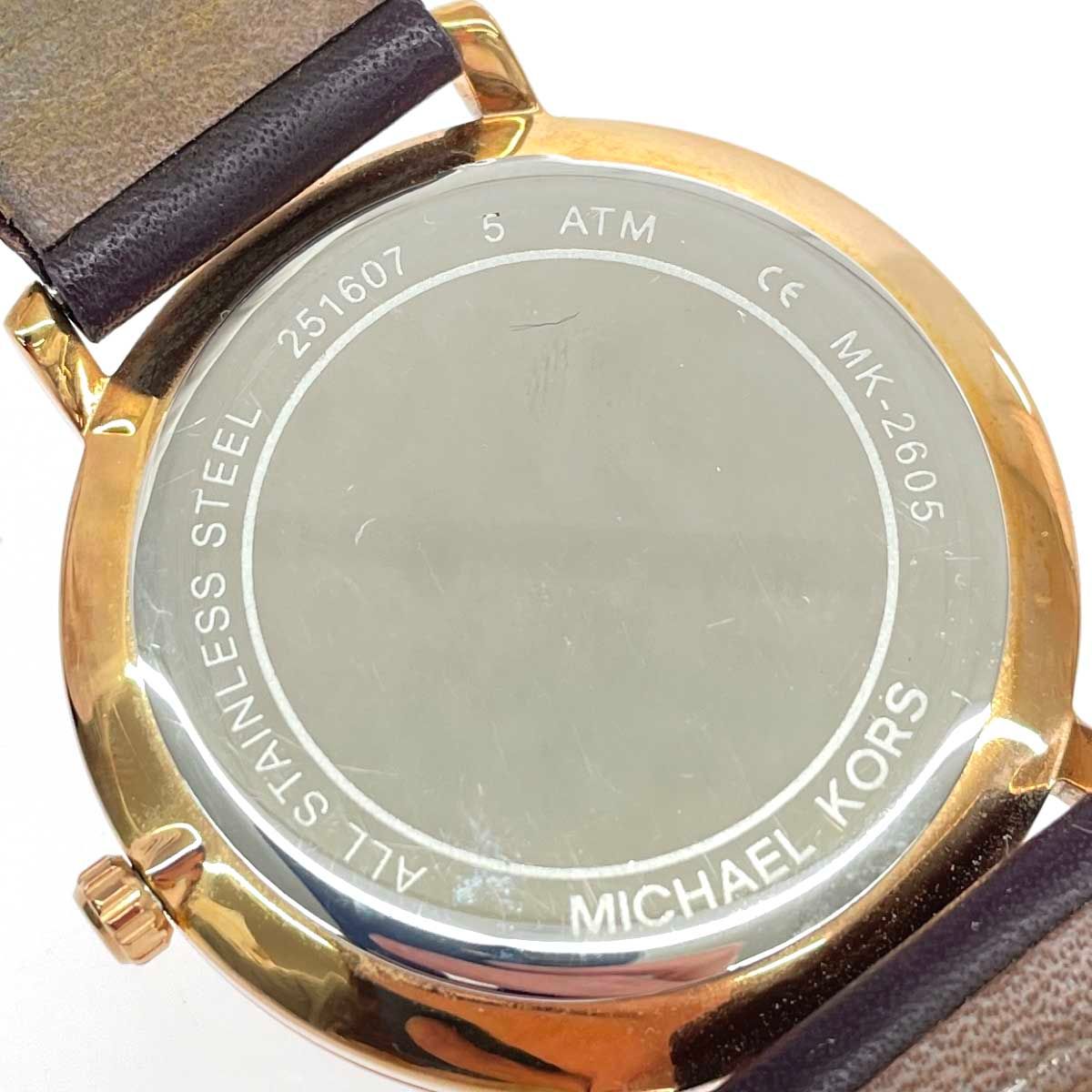 MICHAEL KORS マイケルコース クォーツ腕時計  レザーベルト MK-2605   ゴールドカラー レディース / 240001187910 MICHAEL KORS マイケルコース クォーツ腕時計 レザーベルト MK-2605