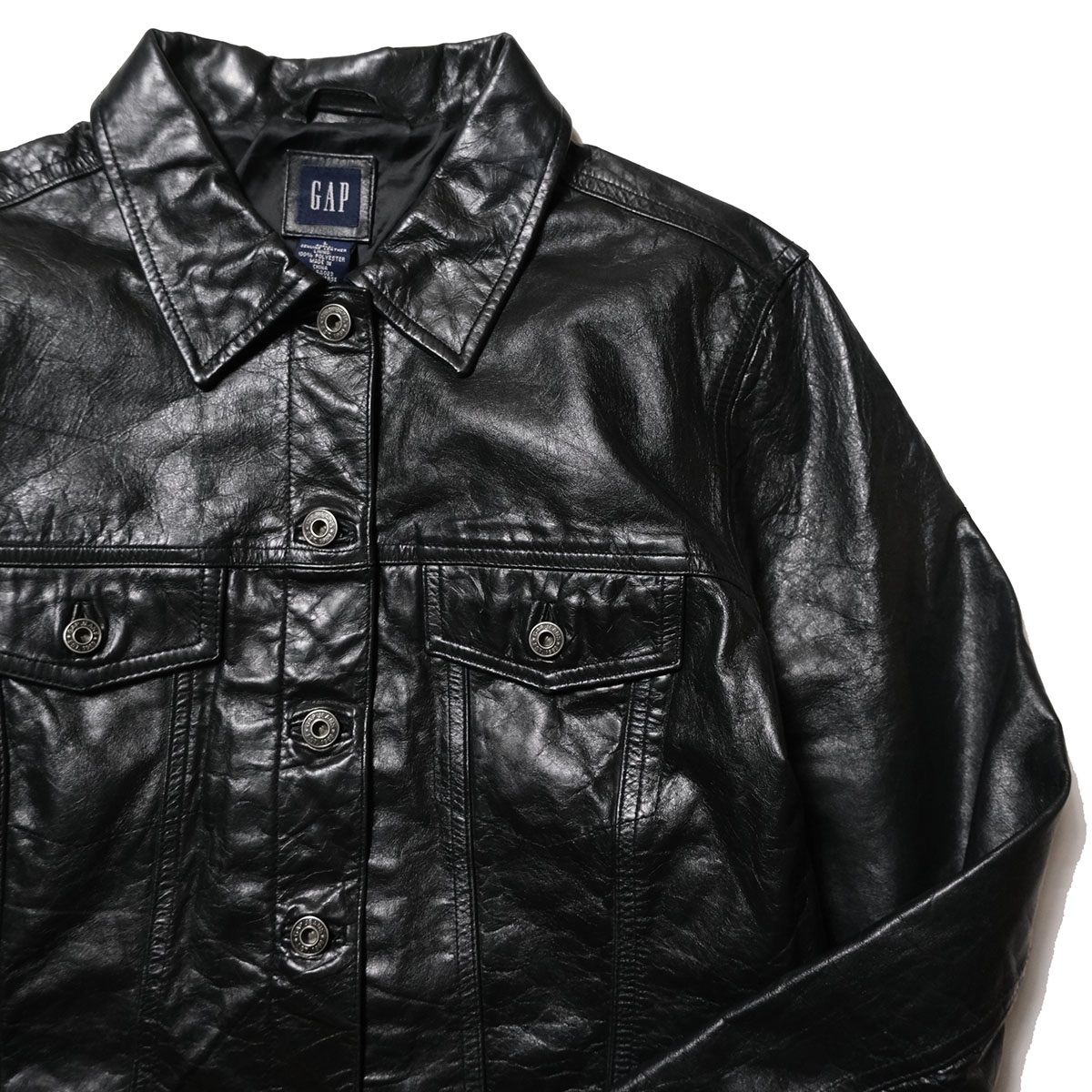 00's ギャップ 3rdタイプ レザー トラッカージャケット 黒 (L