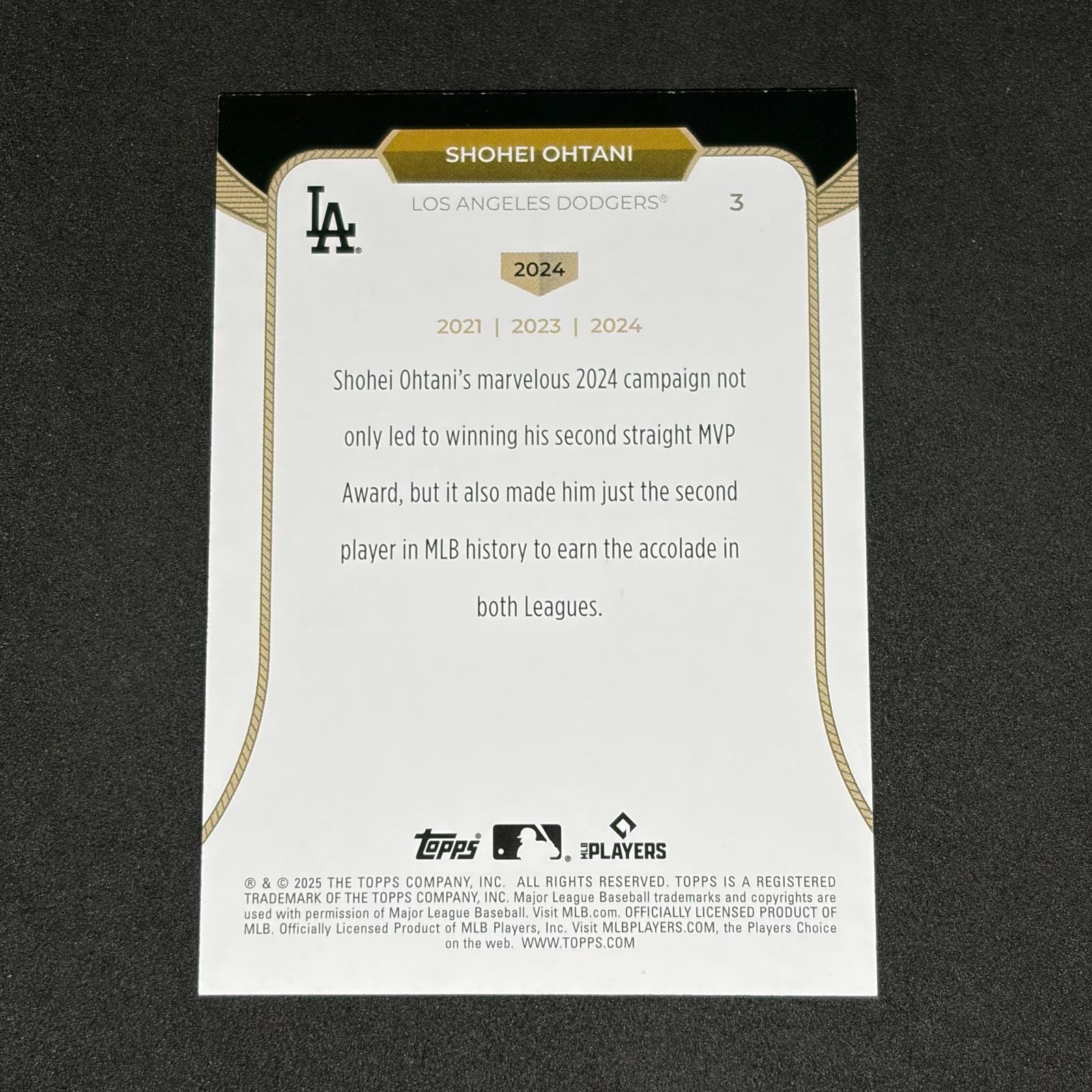 Shohei Ohtani / 大谷翔平 2025 Topps Welcome to the Club: 3x MVP 