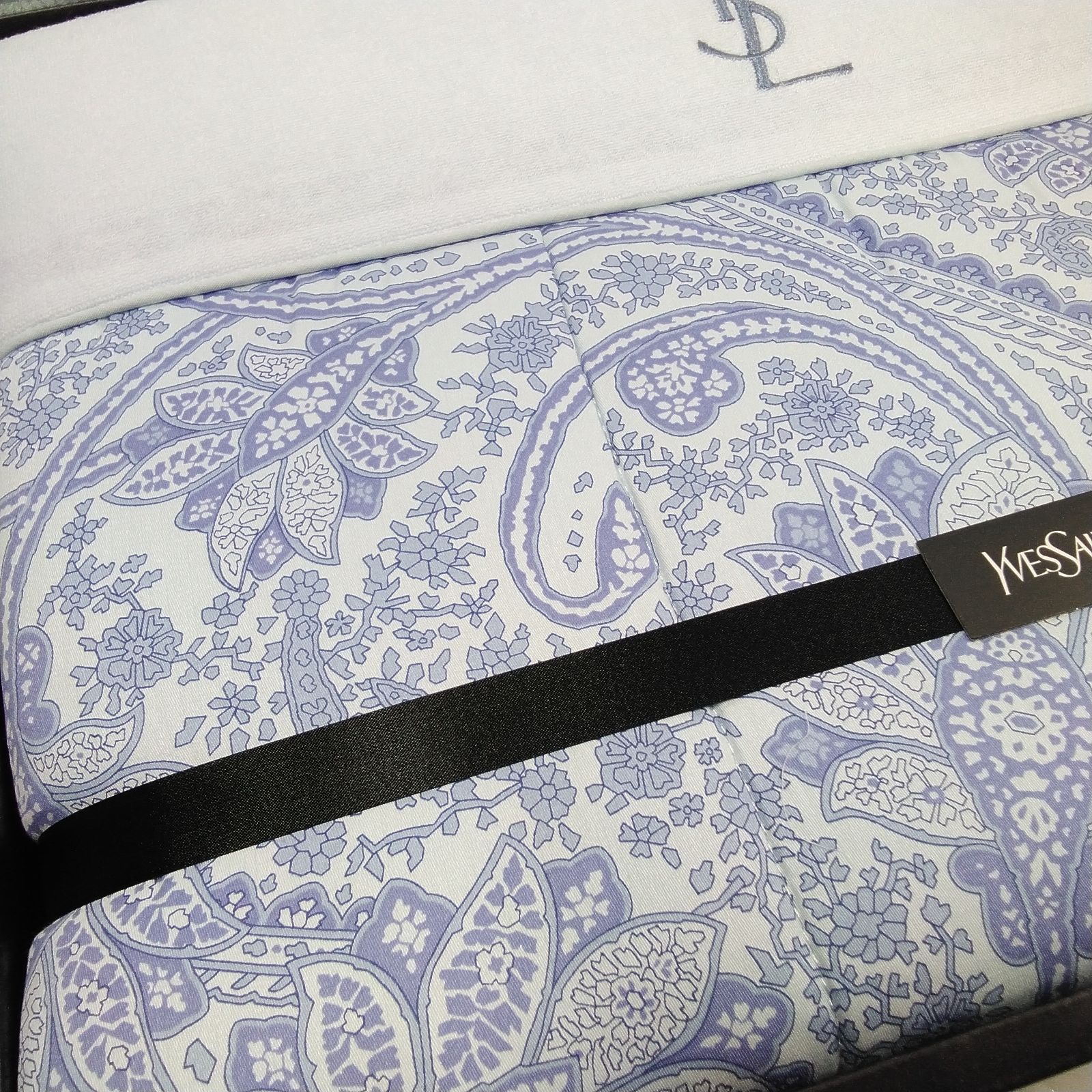 イヴ・サンローラン YSL 合繊肌掛けふとん 肌掛け布団 ペイズリー柄
