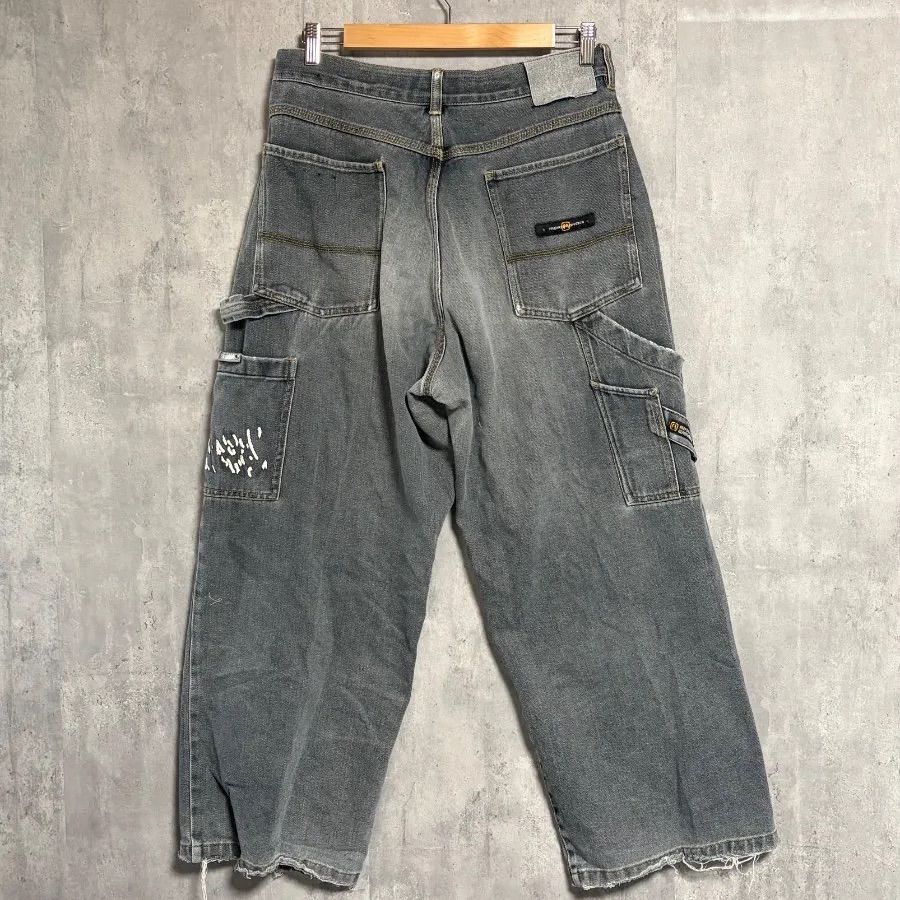 FREAKY 極太 バギー ペインター デニム パンツ W34 ブラック 黒 フリー