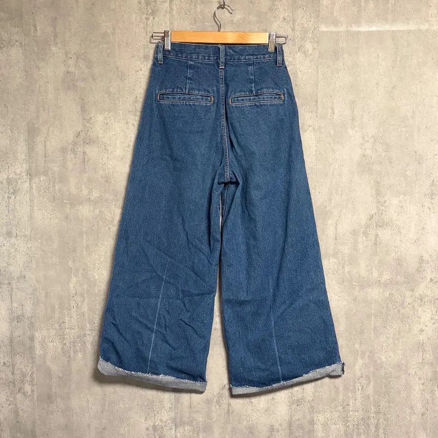 マウジー MOUSSY ワイドデニム パンツ 25 インディゴ ブルー 青 カット