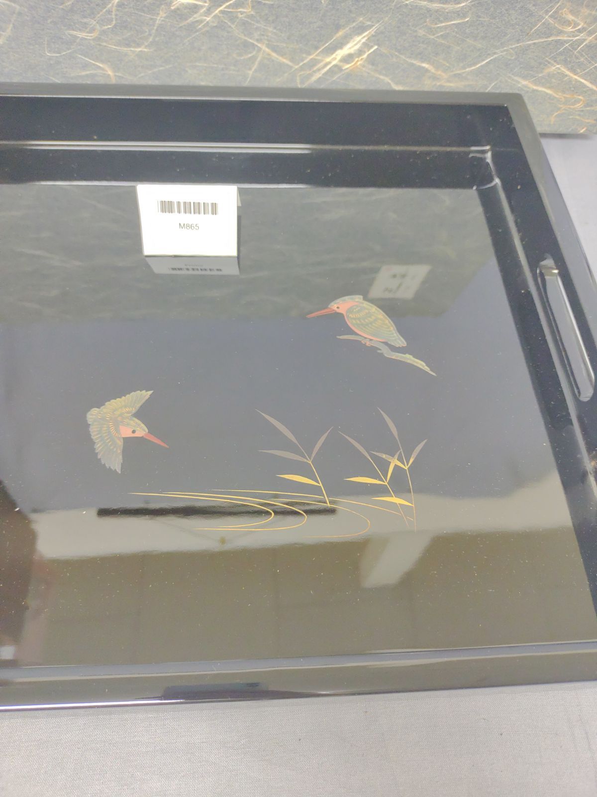 会津塗 長手盆 尺七 漆器 川蝉 かわせみ お盆 トレイ 鳥 大き目』MCZ