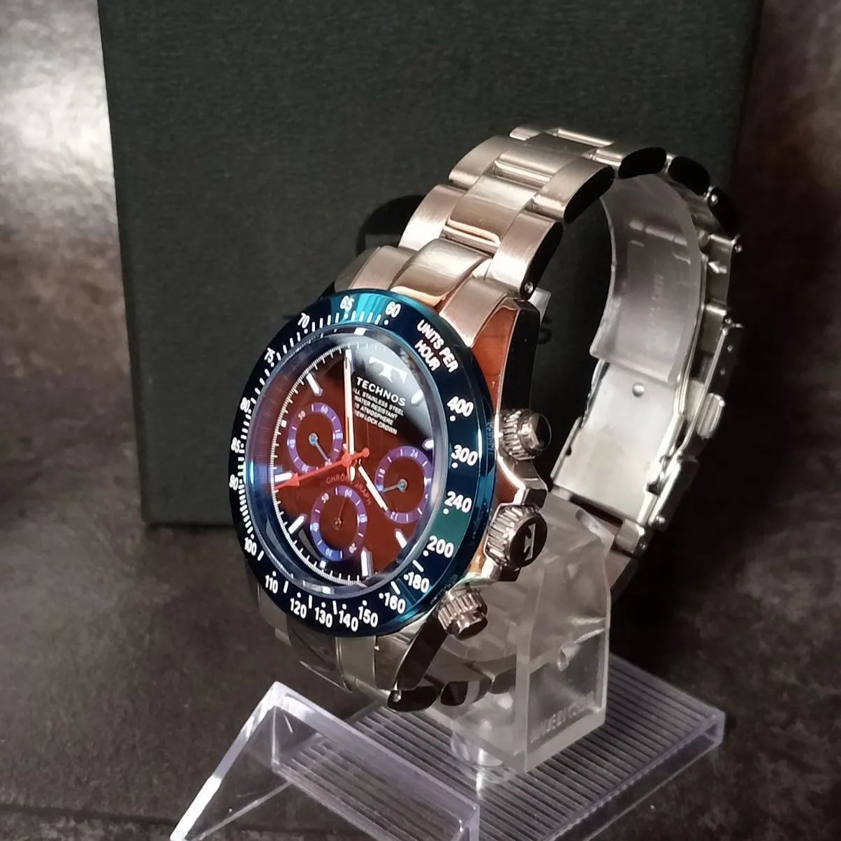 TECHNOS テクノス 腕時計 クロノグラフ TSM401 ブルー シルバー 