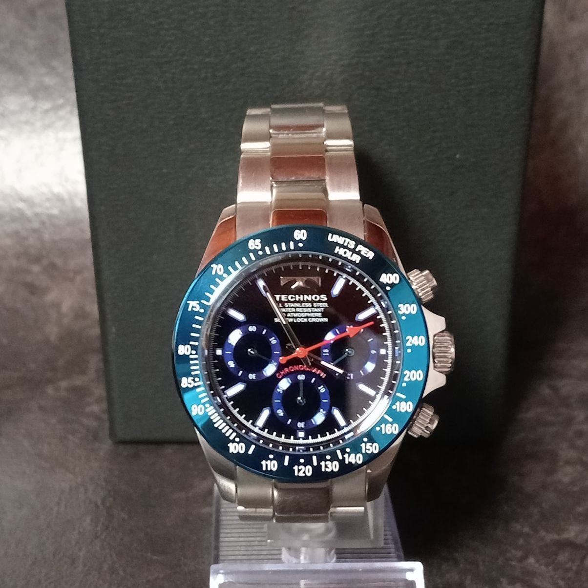 TECHNOS テクノス 腕時計 クロノグラフ TSM401 ブルー シルバー 