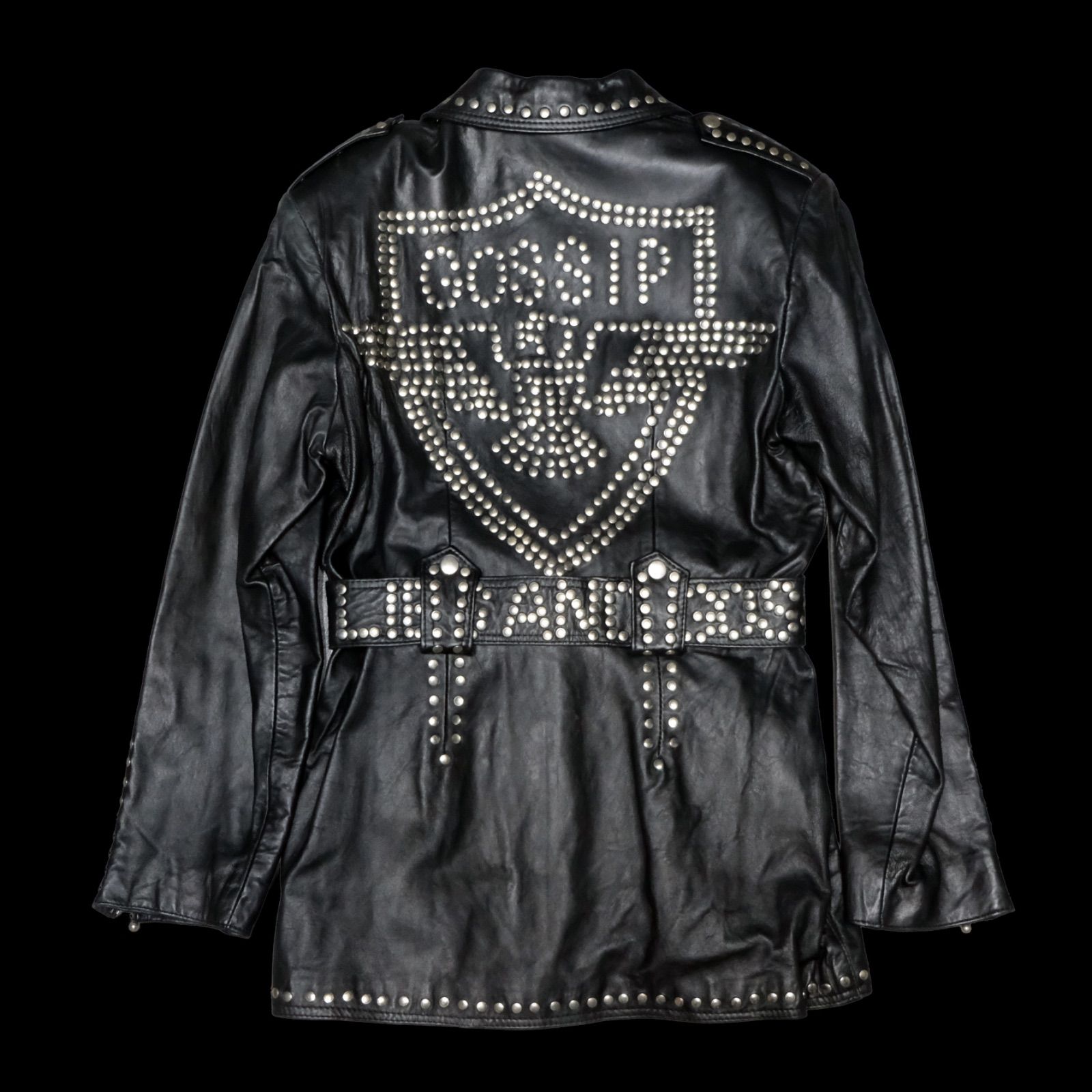 UK製 GOSSIP スタッズライダースジャケット コート ロング丈 Lサイズ 