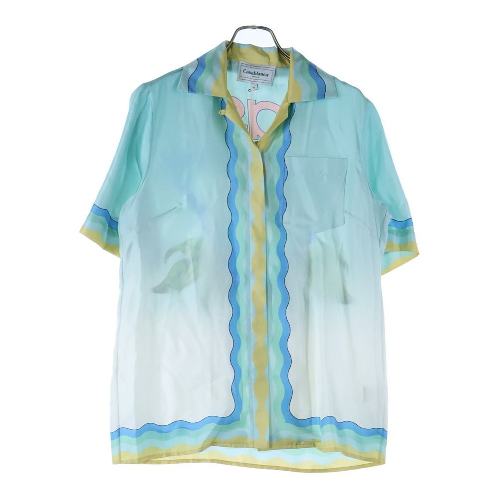 CASABLANCA カサブランカ SILK SATIN CUBAN COLLAR SHORT ロゴ総柄 