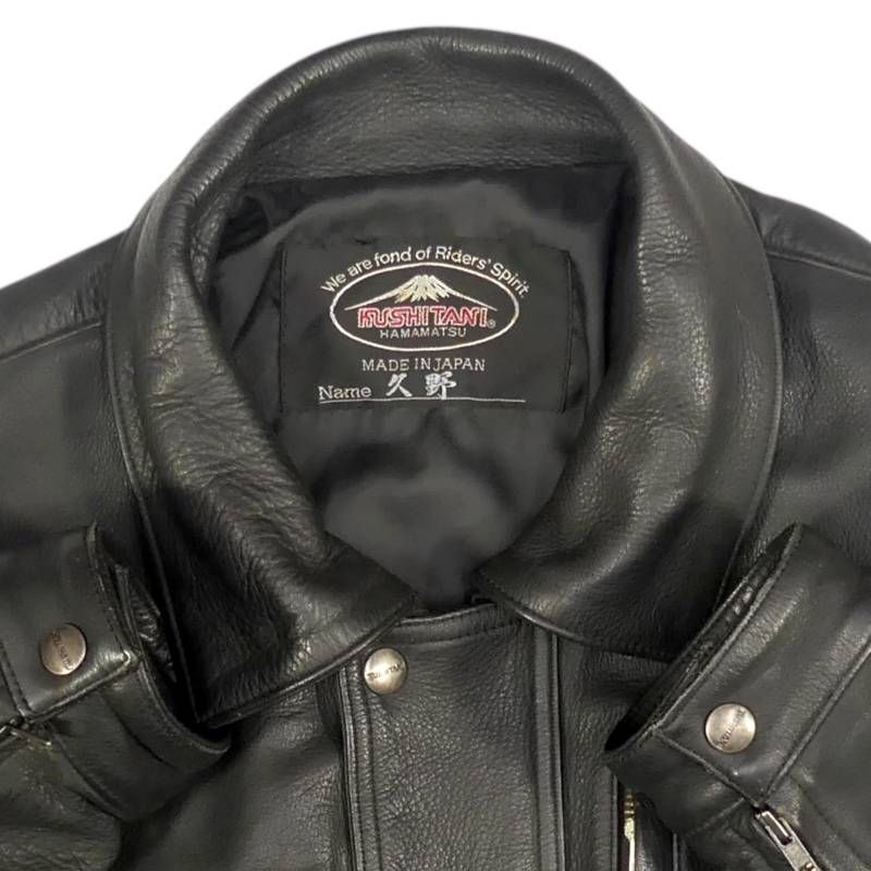 クシタニブラック レザーライダースジャケット L KUSHITANI クシタニ ライダースジャケット L 日本製 本革 シングル