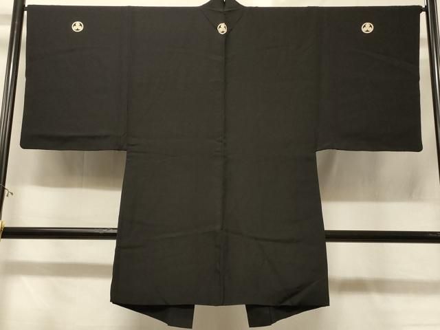 正絹 逸品 長羽織 紬 平和屋着物○男性 日本購入 CABD0326ut 青藍色