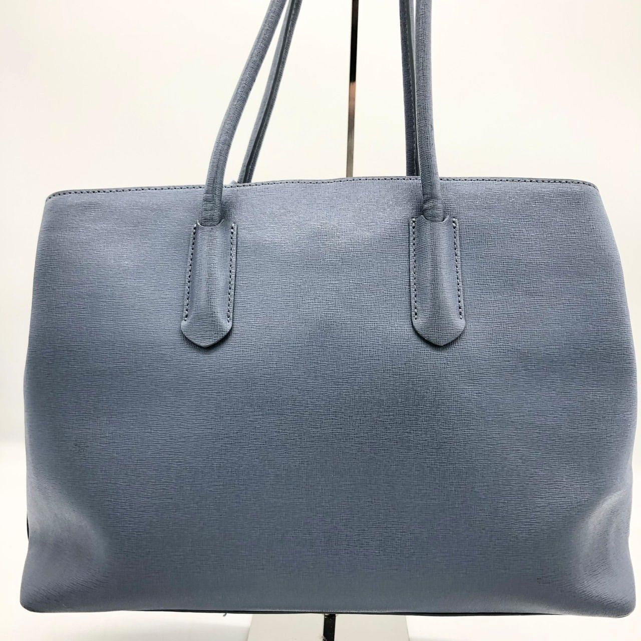 FURLA フルラ トートバッグ レザー ブルーグレー Fチャーム A4収納可 