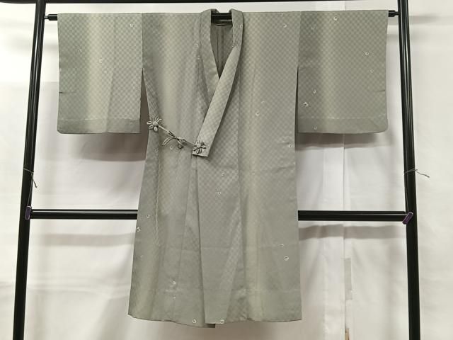 平和屋着物∞道中着　単衣　市松吉祥文　ロング丈　正絹　逸品　CABC3148ua 平和屋着物∞道中着 単衣 市松吉祥文 ロング丈 正絹 逸品 CABC3148ua