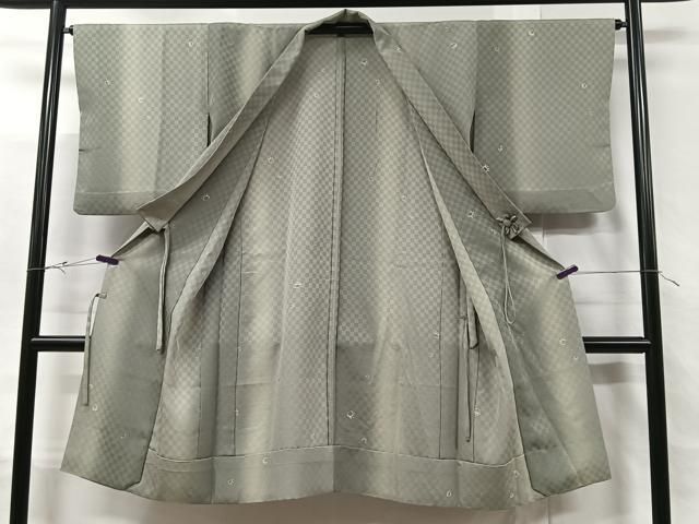 平和屋着物∞道中着　単衣　市松吉祥文　ロング丈　正絹　逸品　CABC3148ua 平和屋着物∞道中着 単衣 市松吉祥文 ロング丈 正絹 逸品 CABC3148ua