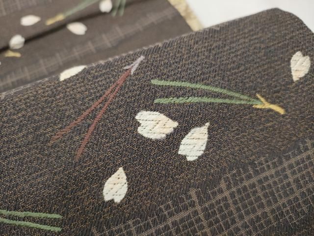 平和屋着物●西陣　とみや織物謹製　とみや帯　両面　六通柄袋帯　桜散らし　正絹　逸品　CABD5800hy 平和屋着物○西陣 とみや織物謹製 とみや帯 両面 六通柄袋帯 桜散らし