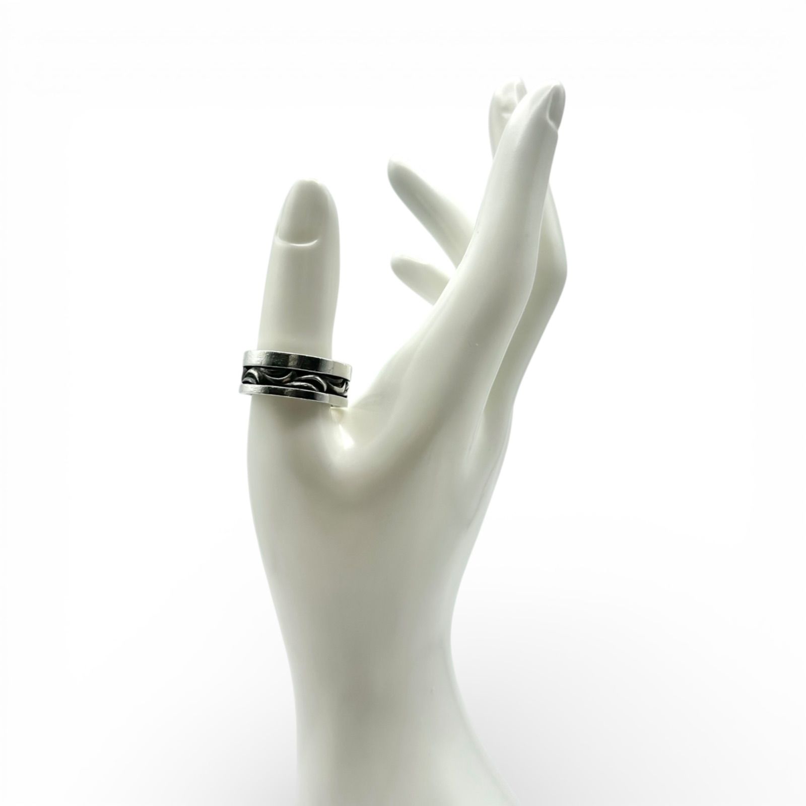循環する流線】スワール Silver 刻印 00s Vintage Design Ring 