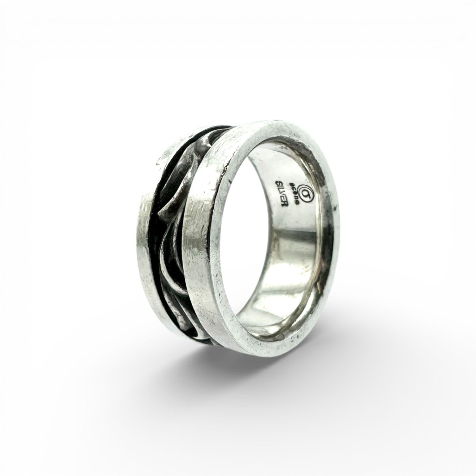 循環する流線】スワール Silver 刻印 00s Vintage Design Ring 