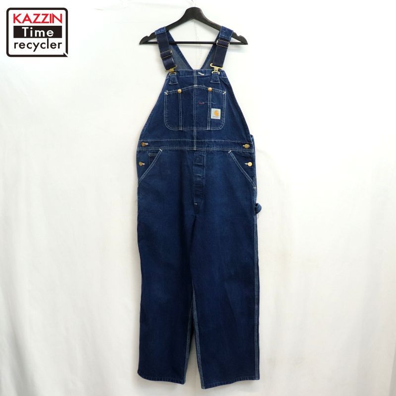 90s USA製 vintage Carhartt デニム オーバーオール メンズ 表記38×30