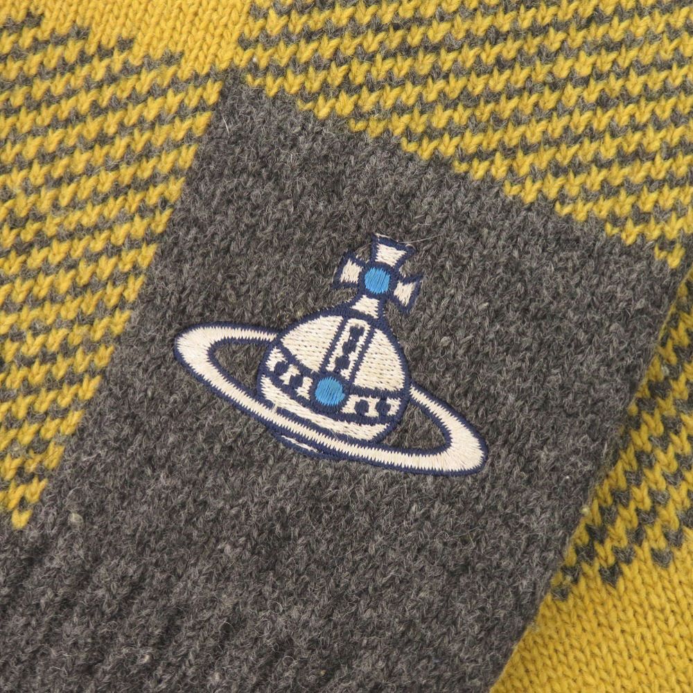 美品 ヴィヴィアンウエストウッド チェック柄 オーブ ウール イエロー