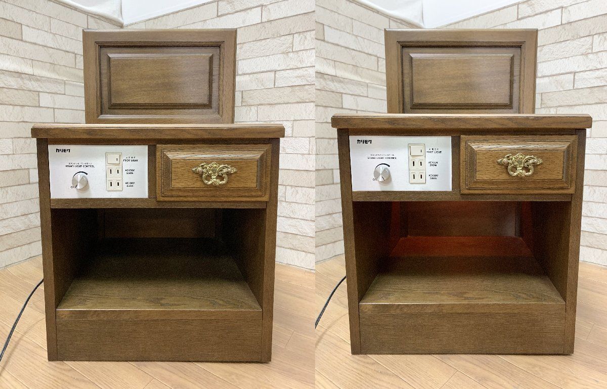 ◇カリモク Karimoku ナイトテーブル サイドテーブル コンセント・照明