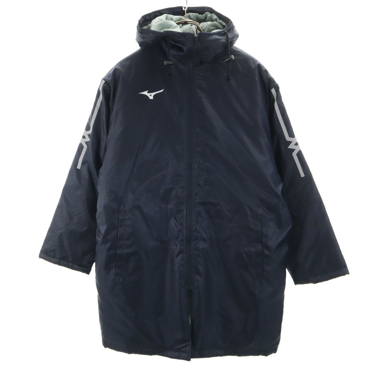 美品 Mizuno ミズノ トレーニング 中綿 ベンチコート M ネイビー 箱根 