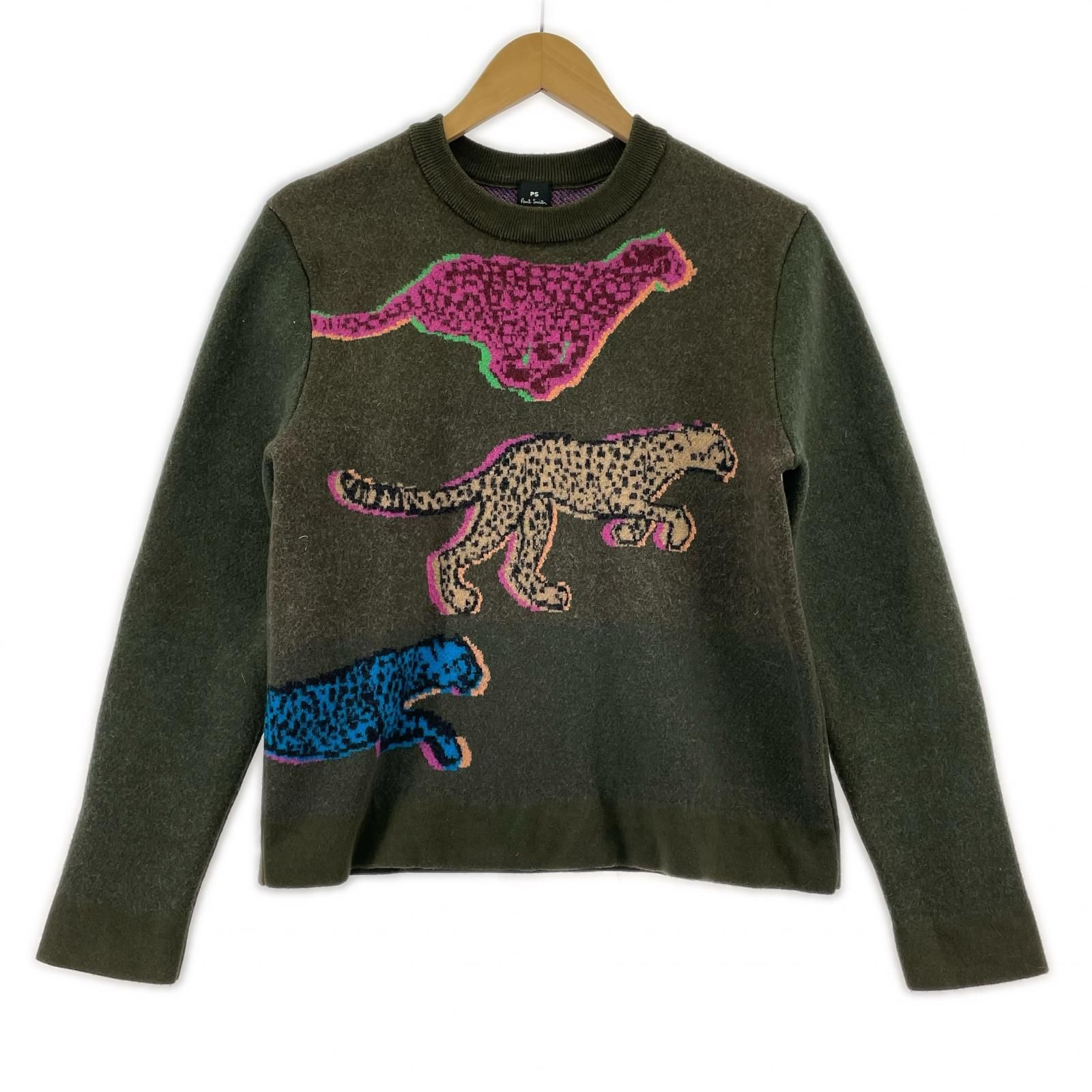 PS Paul Smith ピーエス ポールスミス ヒョウ柄ニット sizeM/モス