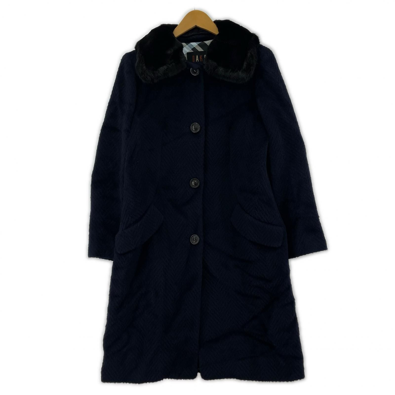 DAKS ダックス ファー付き ウールコート size表記なし/ネイビー系