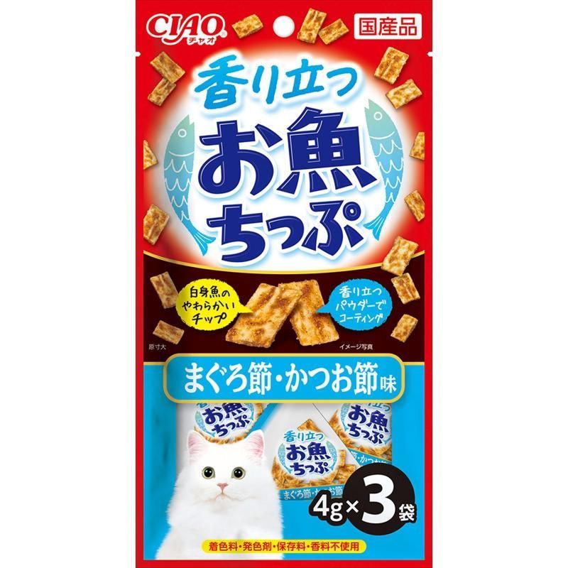 （まとめ買い）いなばペットフード CIAO チャオ 香り立つお魚ちっぷ まぐろ節・かつお節味 4g×3袋 猫用おやつ 【×18セット】