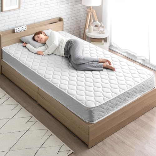 迅速に発送 タンスのゲン マットレス シングル 厚み20cm 高密度 372個 ボンネルコイル ベッドマット 通気性 ホワイト 17800009 98104 5de8274d