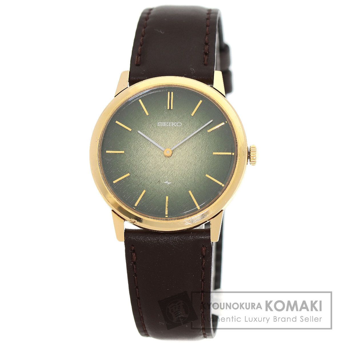 SEIKO セイコー 2220-0180 シャリオ 腕時計 K18YG 革 メンズ [中古 