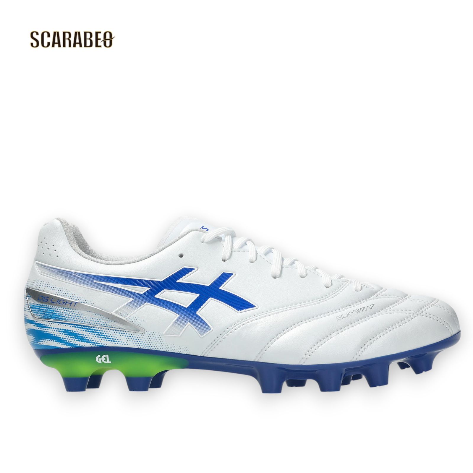 アシックス asics DS LIGHT PRO WIDE サッカースパイク ワイド 幅広 オールコート対応 SILKYWRAP ホワイト ブルー ディーエスライト プロ 1103a122-100 26.0
