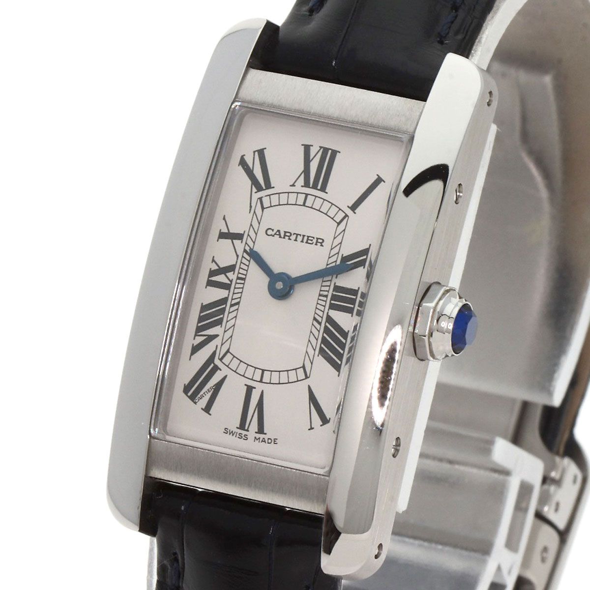 CARTIER カルティエ WSTA0016 タンクアメリカンSM 腕時計 SS アリゲーター レディース [中古] 新品)CARTIER カルティエ タンク アメリカン SM WSTA0016 シルバー