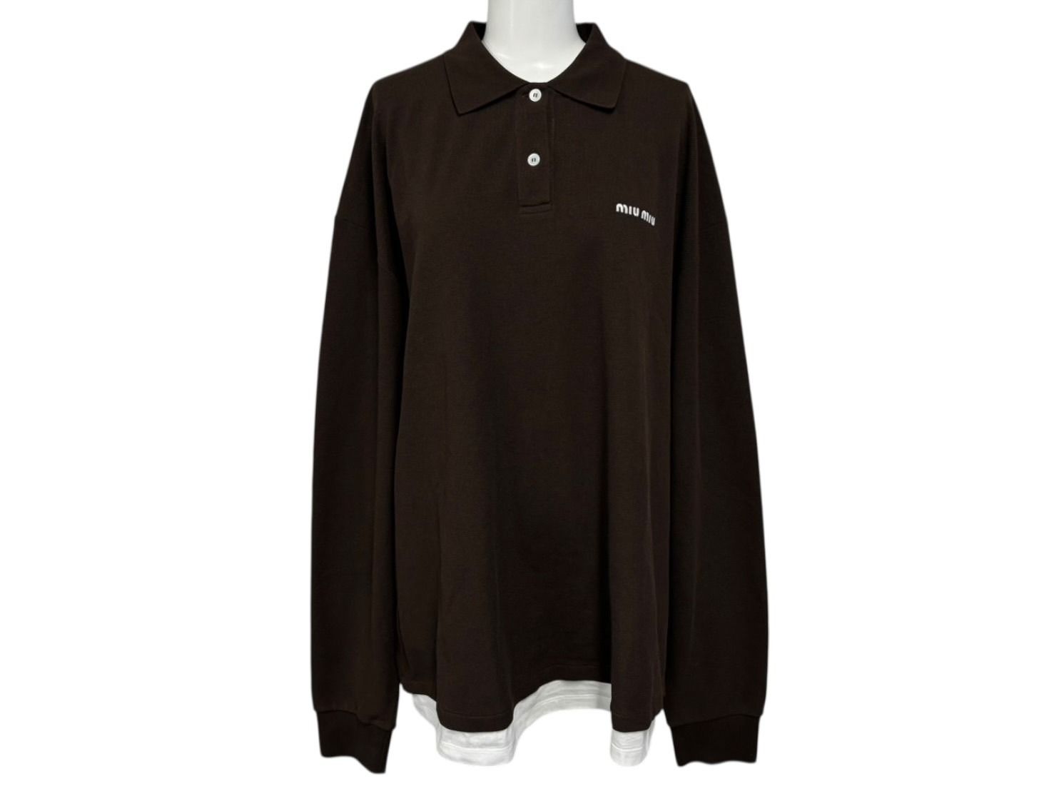 極美品 MIUMIU ミュウミュウ レイヤードカットソー ポロシャツ MJL069