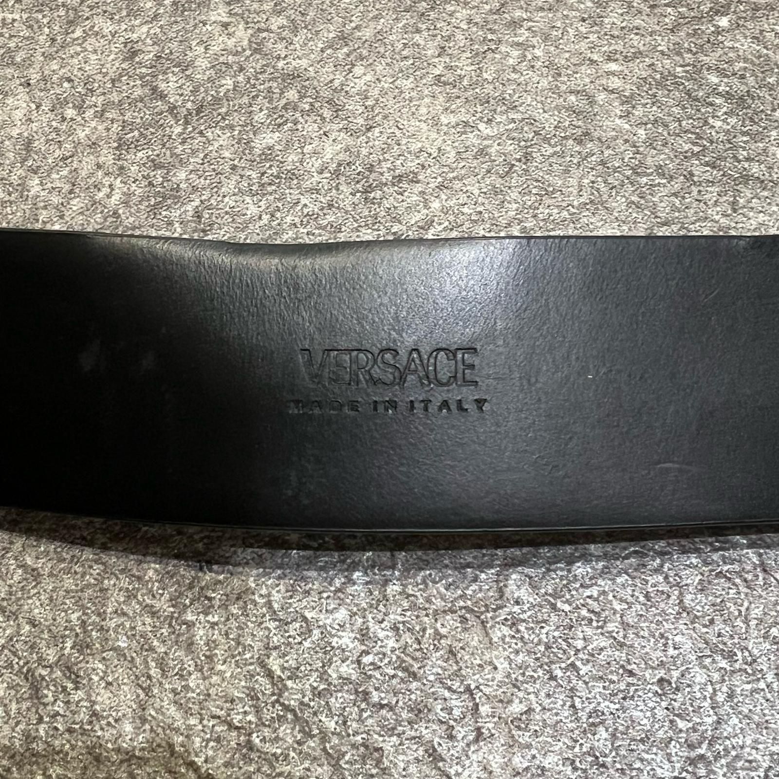 VERSACE Black Leather Belt With Gold Medusa Biggie メデューサ